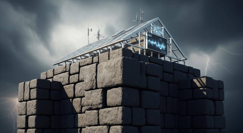 Toiture avec mur et fondation