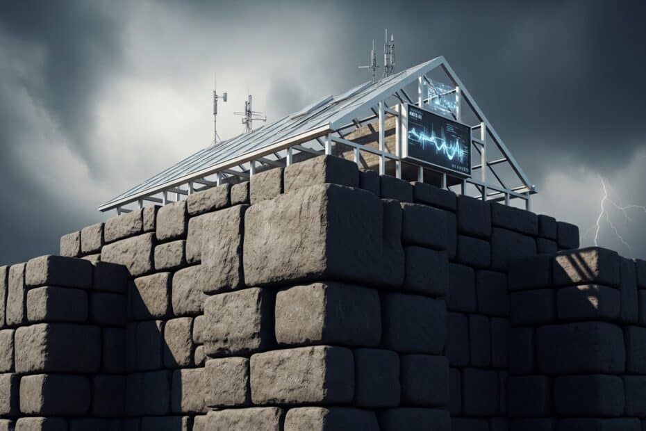 Toiture avec mur et fondation